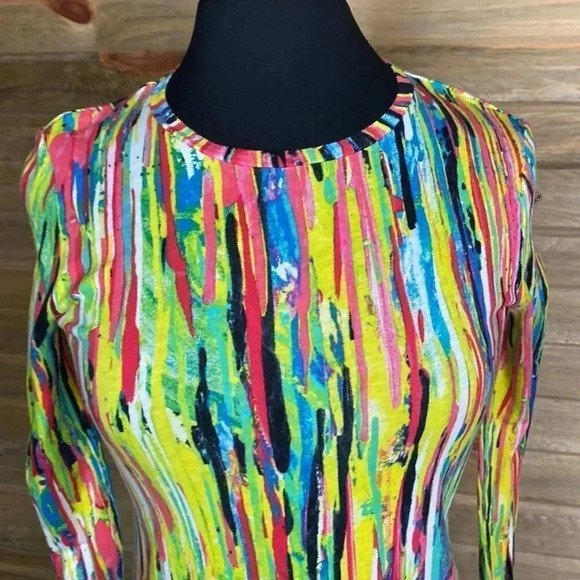 Prabal Gurung Multi Colored Long Sleeve Tee Size XS 0856 - Picture 2 of 5